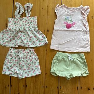 Cherry Print Kids Set - Pink and Green